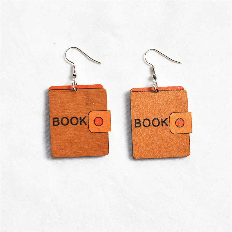 Wholesale Pencil Book Drawing Board Wooden Earrings